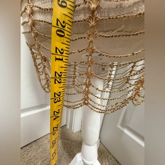 Vintage Gold Mesh Golden Beaded Overlay size L - Picture 9 of 11